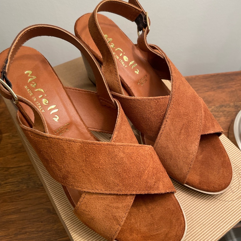 Mariella Women's Tobacco Suede Sandals, Size 9